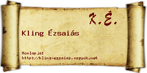 Kling Ézsaiás névjegykártya